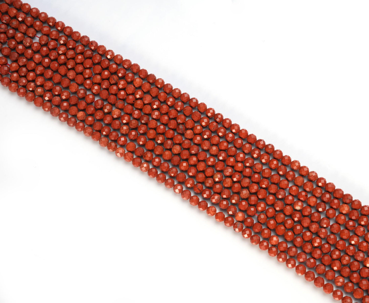 Natural Red Jasper Gemstone Round Micro Faceted Beads String 15.5 Inches Long 2/3/4/6 MM for Jewelry Making and Crafting - AS & JG