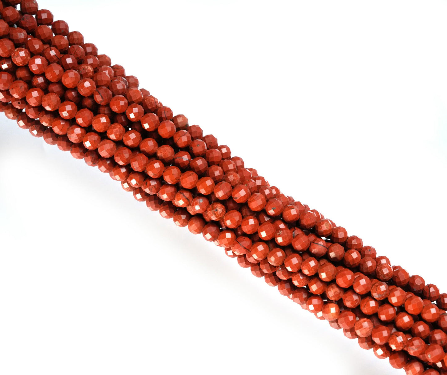 Natural Red Jasper Gemstone Round Micro Faceted Beads String 15.5 Inches Long 2/3/4/6 MM for Jewelry Making and Crafting - AS & JG
