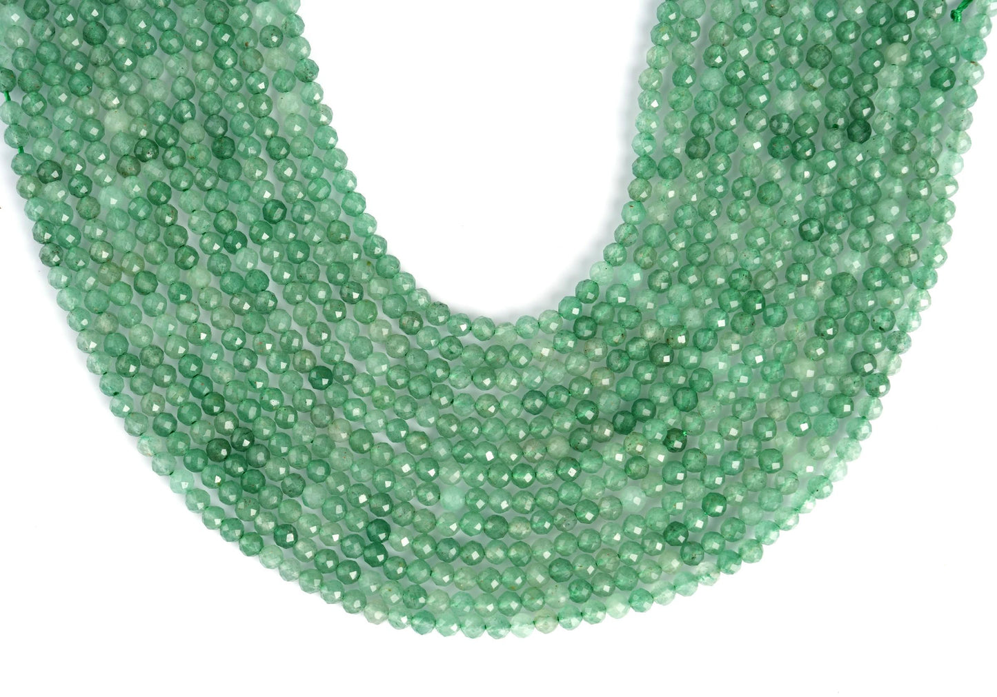 Natural Green Aventurine Gemstone Round Micro Faceted Beads String 15.5 Inches Long 2/3/4/6 MM for Jewelry Making and Crafting - AS & JG