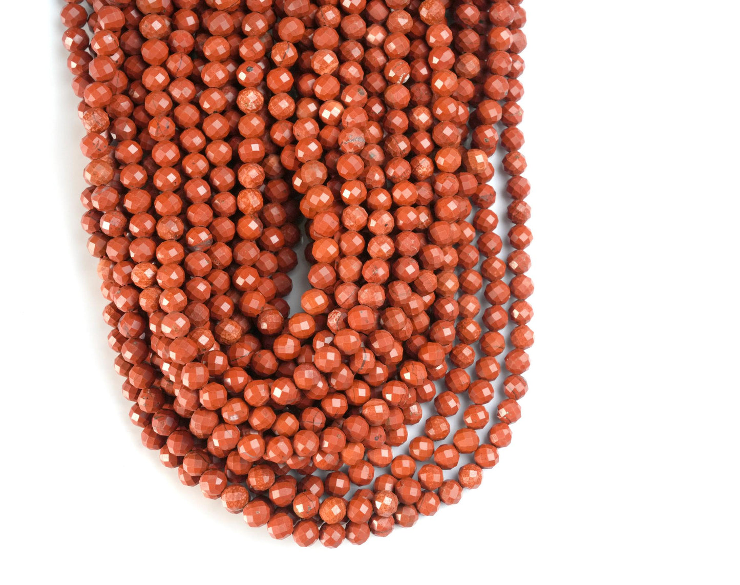 Natural Red Jasper Gemstone Round Micro Faceted Beads String 15.5 Inches Long 2/3/4/6 MM for Jewelry Making and Crafting - AS & JG