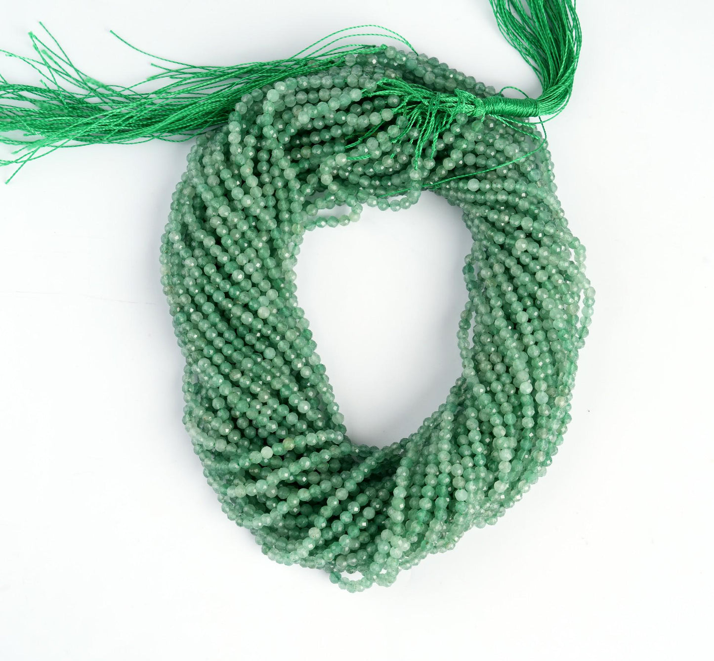 Natural Green Aventurine Gemstone Round Micro Faceted Beads String 15.5 Inches Long 2/3/4/6 MM for Jewelry Making and Crafting - AS & JG