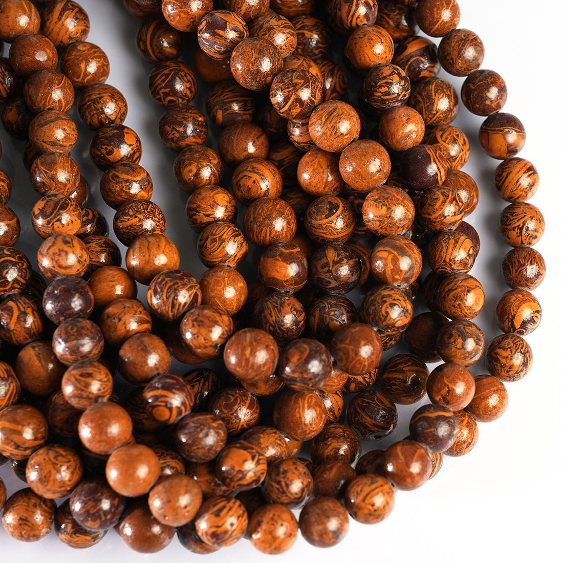 Natural Mariam Jasper Gemstone Round Smooth Beads String 15.5 Inches Long 4/6/8/10 MM for Jewelry Making and Crafting - AS & JG
