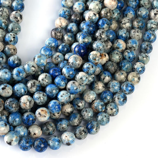 Natural K2 Jasper Gemstone Round Smooth Beads String 15.5 Inches Long 4/6/8/10 MM for Jewelry Making and Crafting - AS & JG
