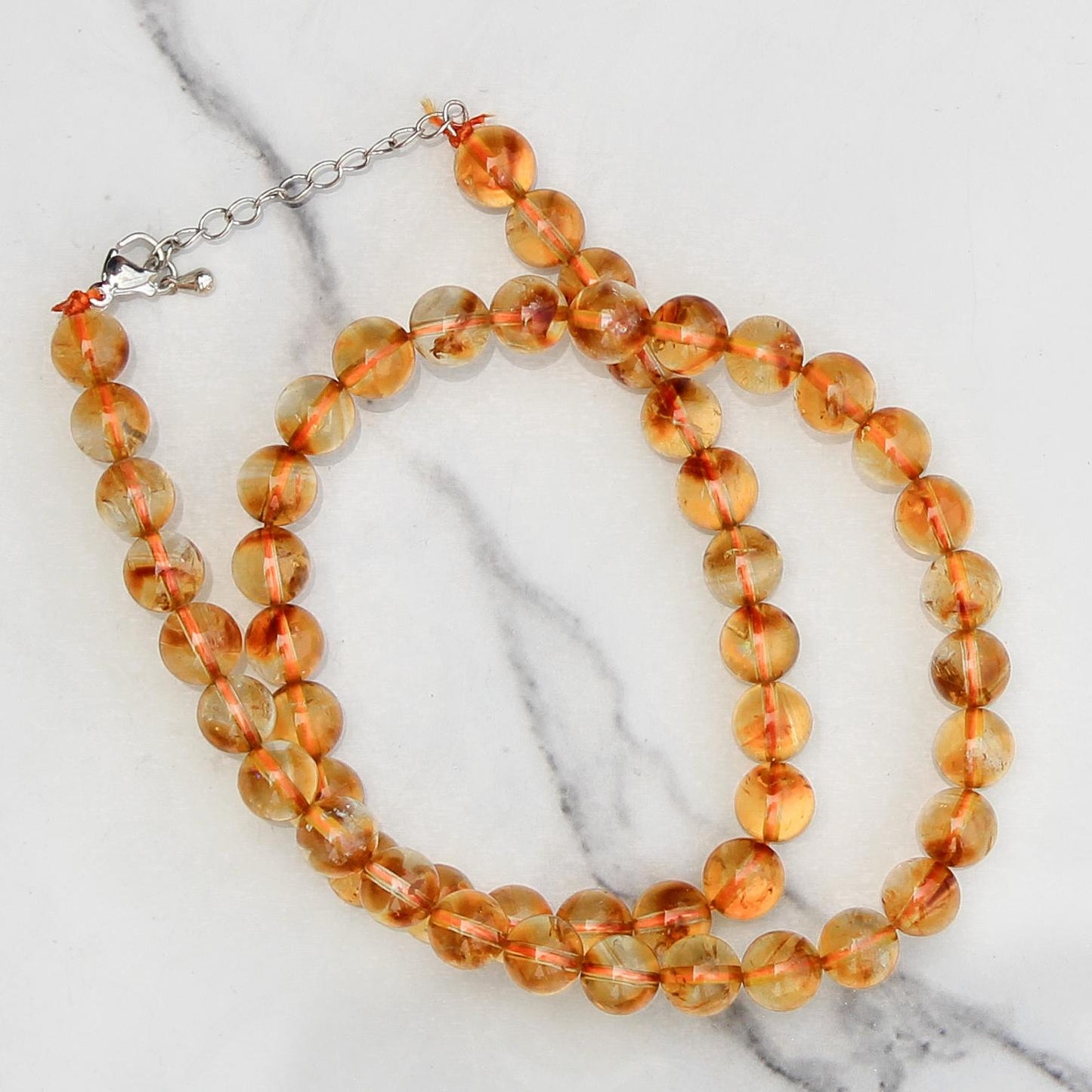 Genuine Citrine Beads Necklace / Handcrafted Adjustable Mala Necklace / 8 MM Round Smooth Beaded Necklace Jewelry For Her - AS & JG