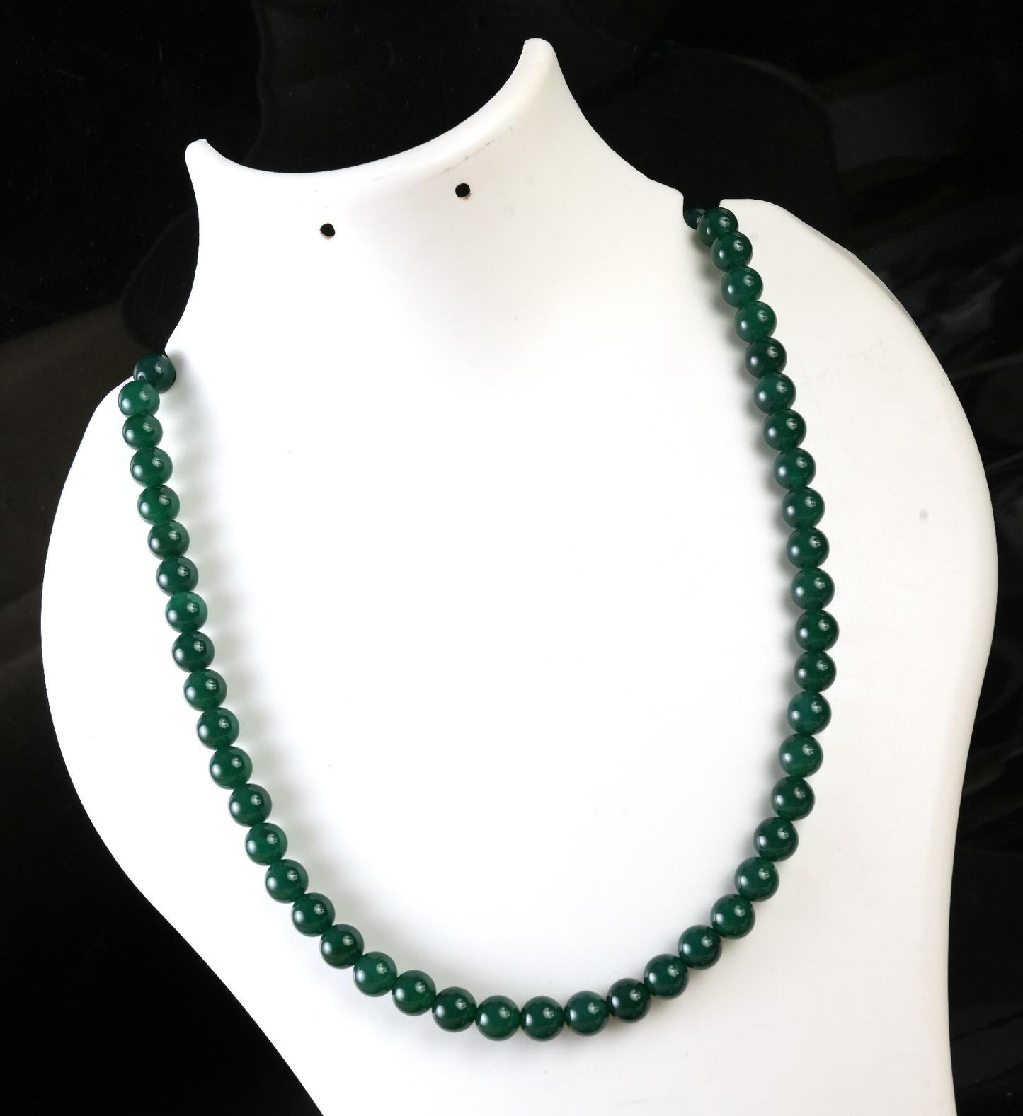 Genuine Green Agate Beads Necklace / Handcrafted Adjustable Mala Necklace / 8 MM Round Smooth Beaded Necklace Jewelry For Her - AS & JG