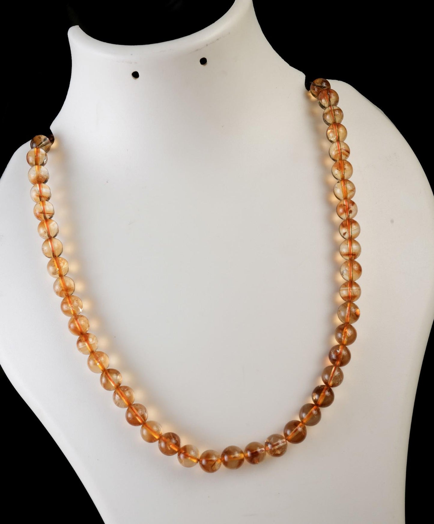Genuine Citrine Beads Necklace / Handcrafted Adjustable Mala Necklace / 8 MM Round Smooth Beaded Necklace Jewelry For Her - AS & JG