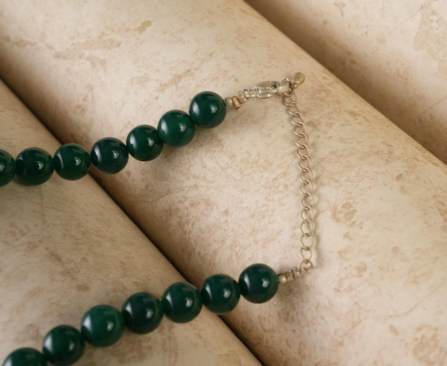 Genuine Green Agate Beads Necklace / Handcrafted Adjustable Mala Necklace / 8 MM Round Smooth Beaded Necklace Jewelry For Her - AS & JG