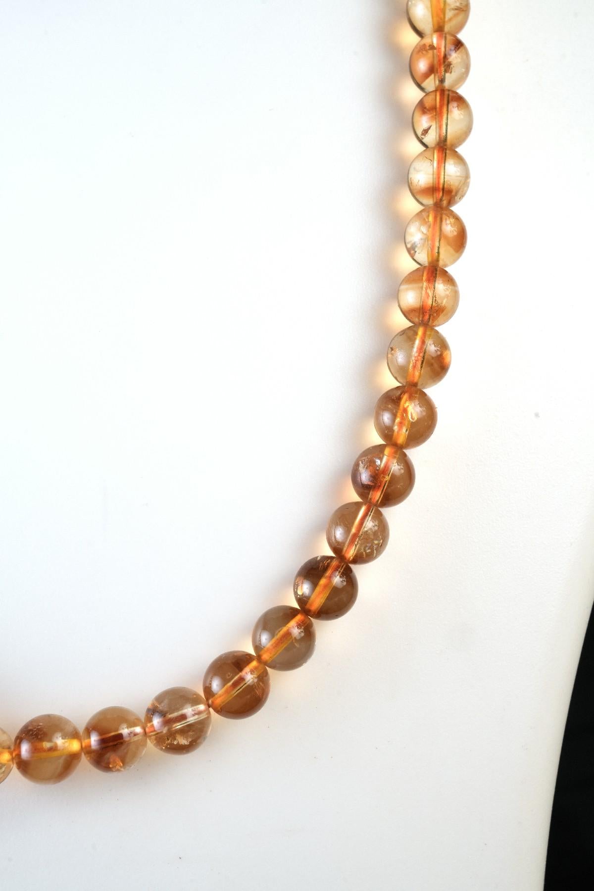 Genuine Citrine Beads Necklace / Handcrafted Adjustable Mala Necklace / 8 MM Round Smooth Beaded Necklace Jewelry For Her - AS & JG