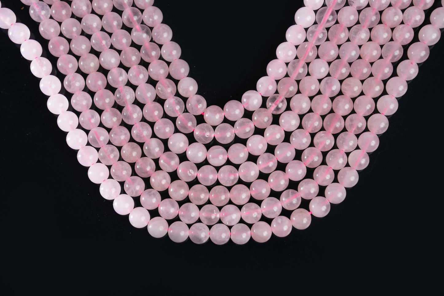 Natural Rose Quartz Gemstone Round Smooth Beads String 15.5 Inches Long 4/6/8/10 MM for Jewelry Making and Crafting - AS & JG
