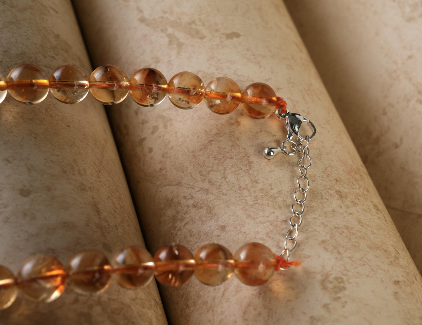Genuine Citrine Beads Necklace / Handcrafted Adjustable Mala Necklace / 8 MM Round Smooth Beaded Necklace Jewelry For Her - AS & JG