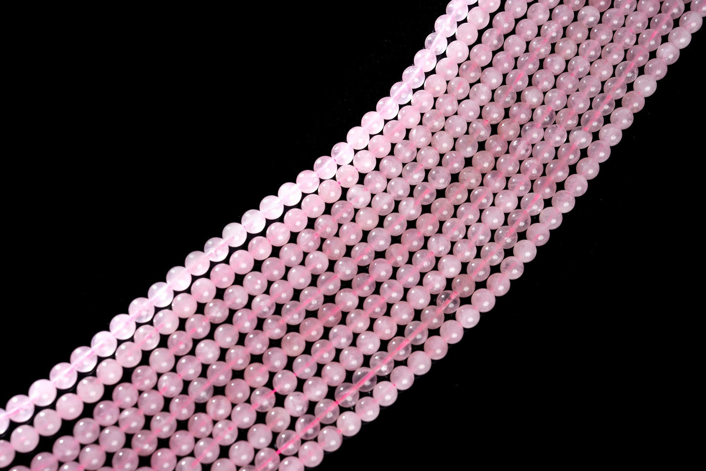Natural Rose Quartz Gemstone Round Smooth Beads String 15.5 Inches Long 4/6/8/10 MM for Jewelry Making and Crafting - AS & JG