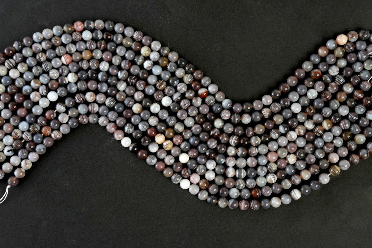 Natural Botswana Agate Gemstone Round Smooth Beads String 15.5 Inches Long 4/6/8/10 MM for Jewelry Making and Crafting - AS & JG