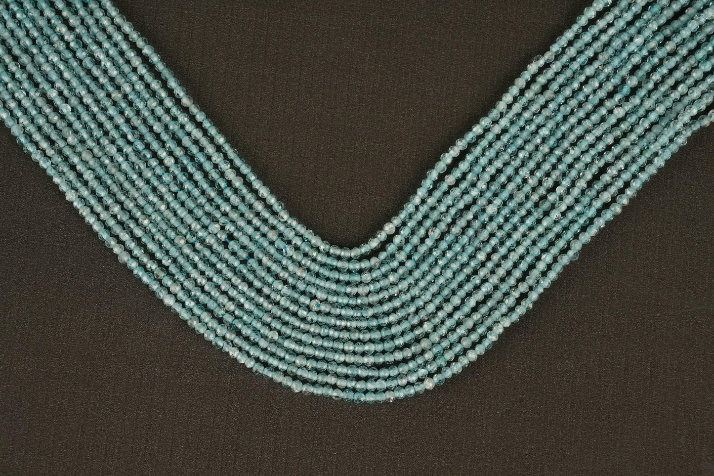 Natural Aqua Apatite Gemstone Round Micro Faceted Beads String 15.5 Inches Long 2/3/4/6 MM for Jewelry Making and Crafting - AS & JG