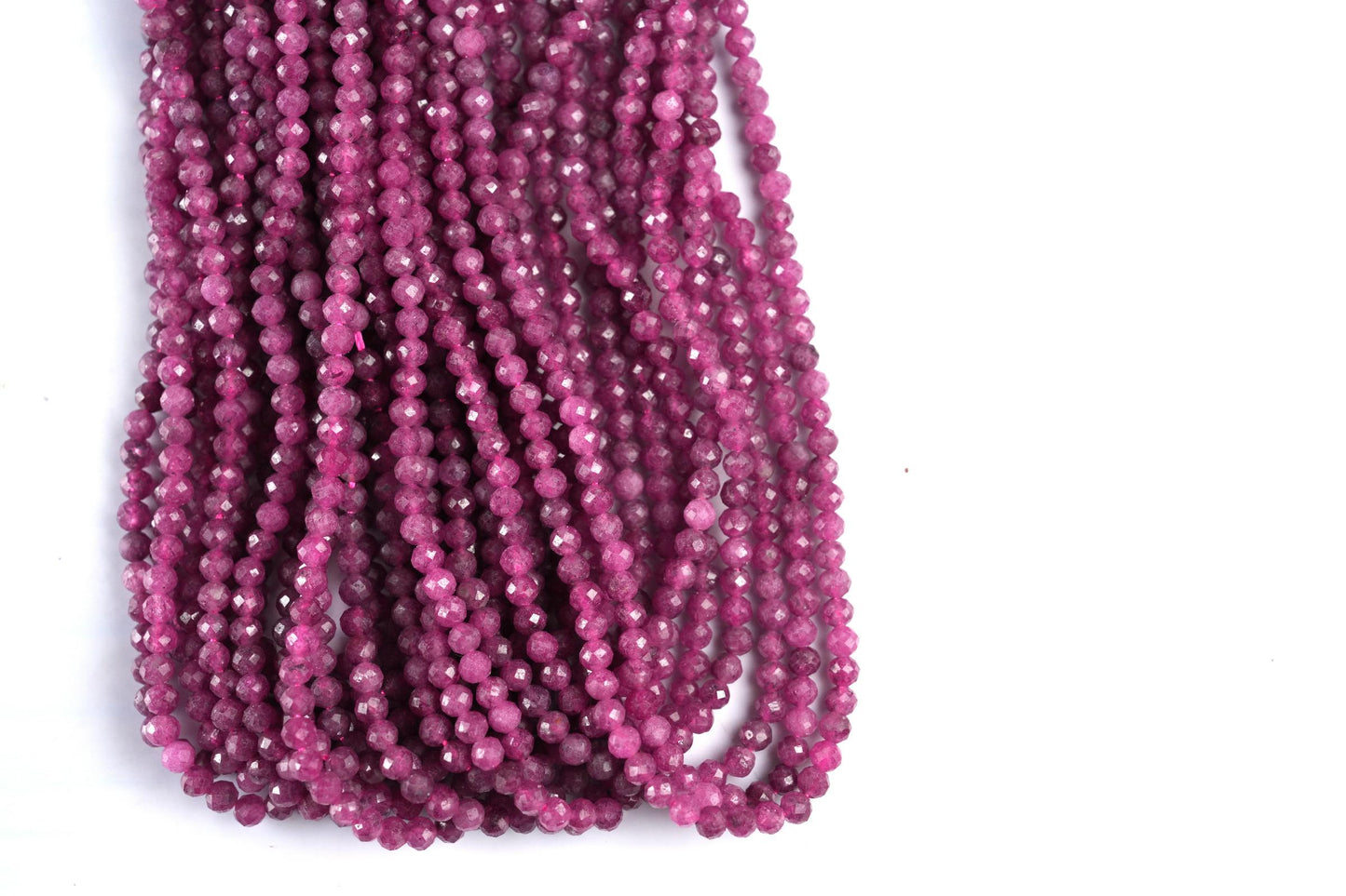 Natural Ruby Gemstone Round Micro Faceted Beads String 15.5 Inches Long 2/3/4/6 MM for Jewelry Making and Crafting - AS & JG