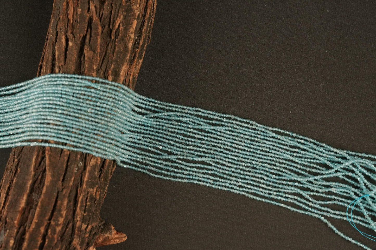 Natural Aqua Apatite Gemstone Round Micro Faceted Beads String 15.5 Inches Long 2/3/4/6 MM for Jewelry Making and Crafting - AS & JG