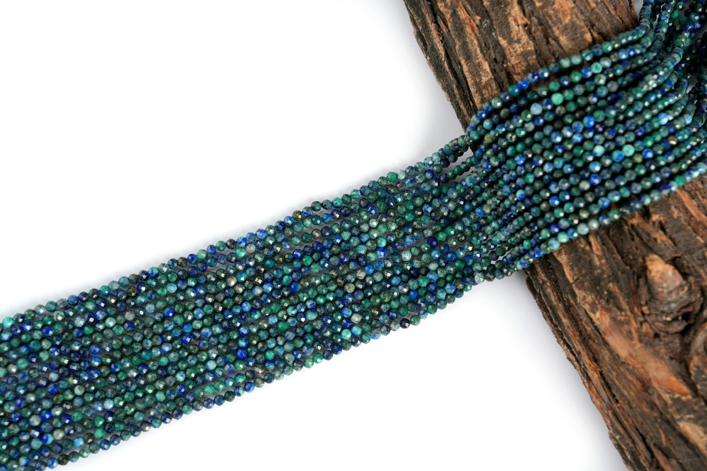 Natural Azurite Gemstone Round Micro Faceted Beads String 15.5 Inches Long 2/3/4/6 MM for Jewelry Making and Crafting - AS & JG