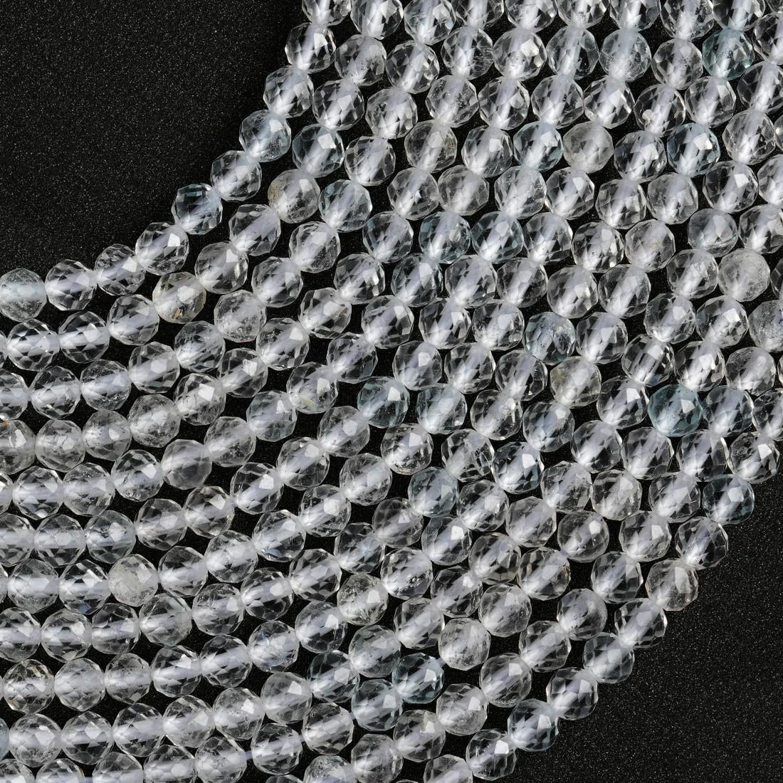 Natural White Topaz Gemstone Round Micro Faceted Beads String 15.5 Inches Long 2/3/4/6 MM for Jewelry Making and Crafting - AS & JG