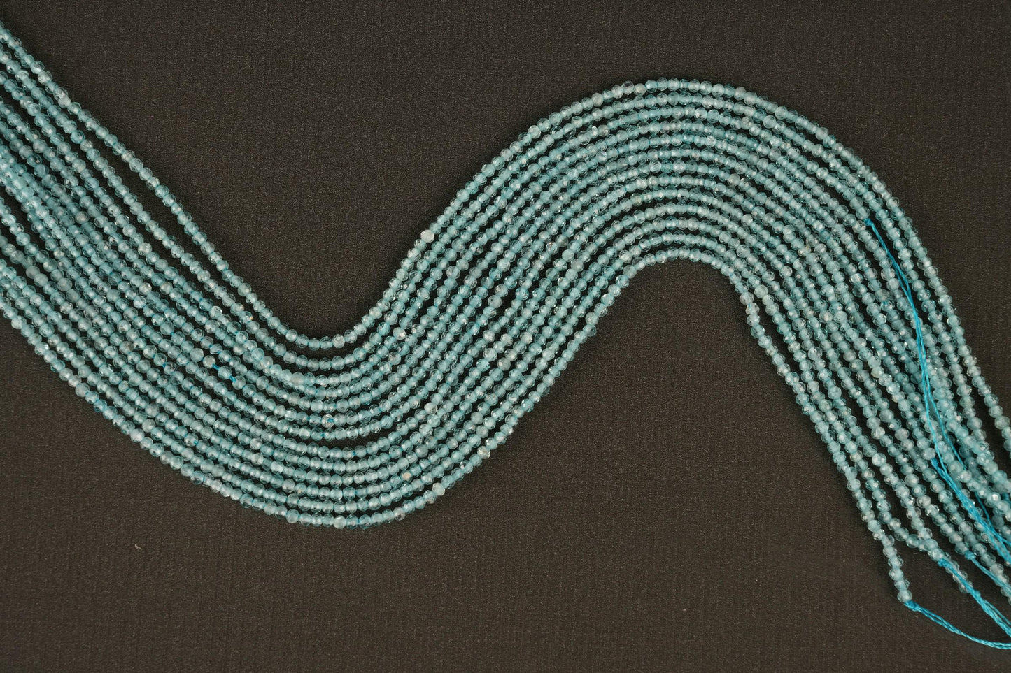 Natural Aqua Apatite Gemstone Round Micro Faceted Beads String 15.5 Inches Long 2/3/4/6 MM for Jewelry Making and Crafting - AS & JG