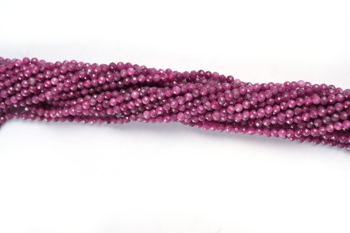 Natural Ruby Gemstone Round Micro Faceted Beads String 15.5 Inches Long 2/3/4/6 MM for Jewelry Making and Crafting - AS & JG