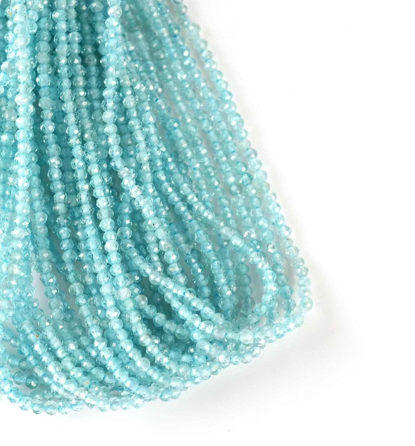 Natural Aqua Apatite Gemstone Round Micro Faceted Beads String 15.5 Inches Long 2/3/4/6 MM for Jewelry Making and Crafting - AS & JG