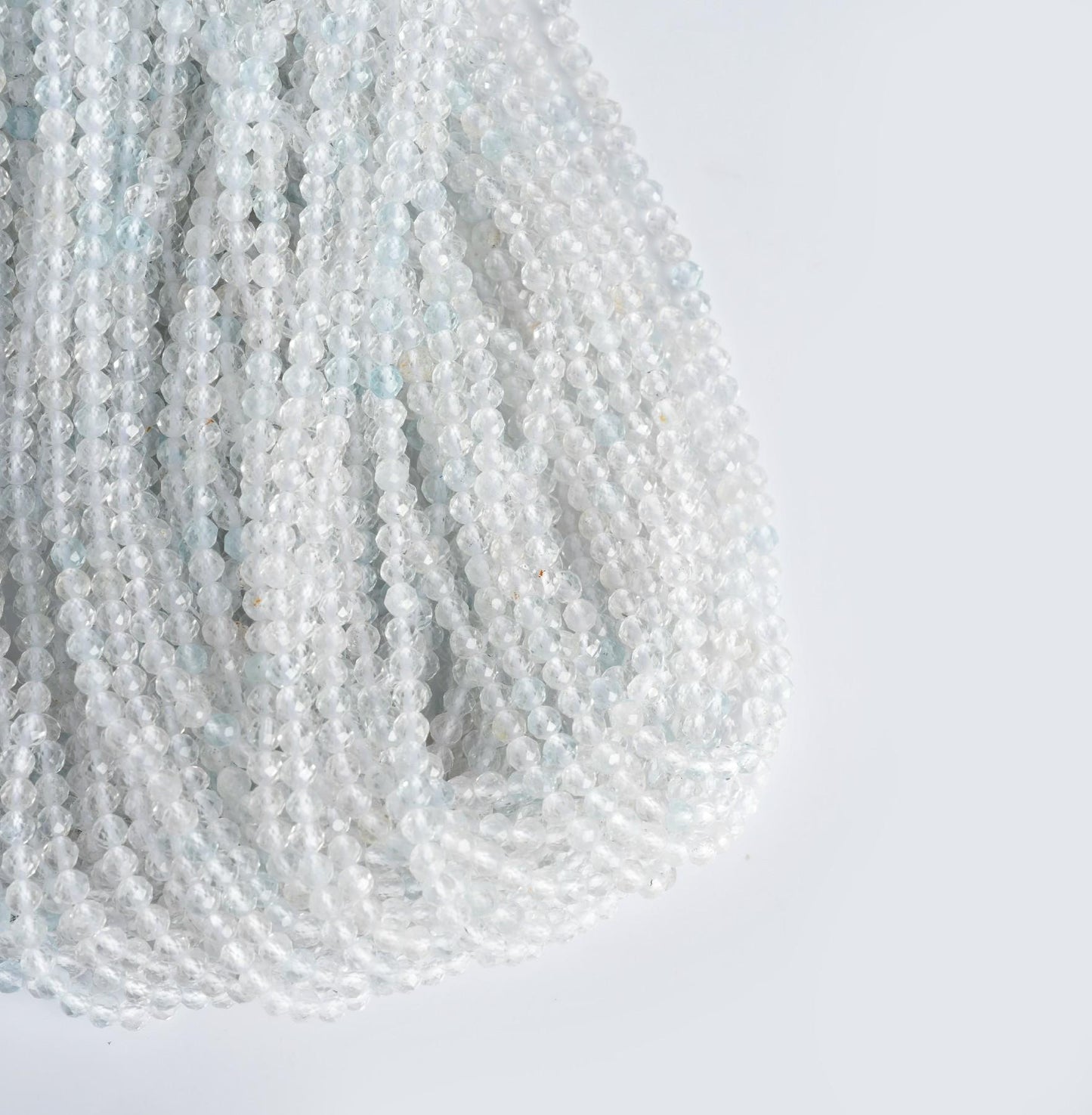 Natural White Topaz Gemstone Round Micro Faceted Beads String 15.5 Inches Long 2/3/4/6 MM for Jewelry Making and Crafting - AS & JG
