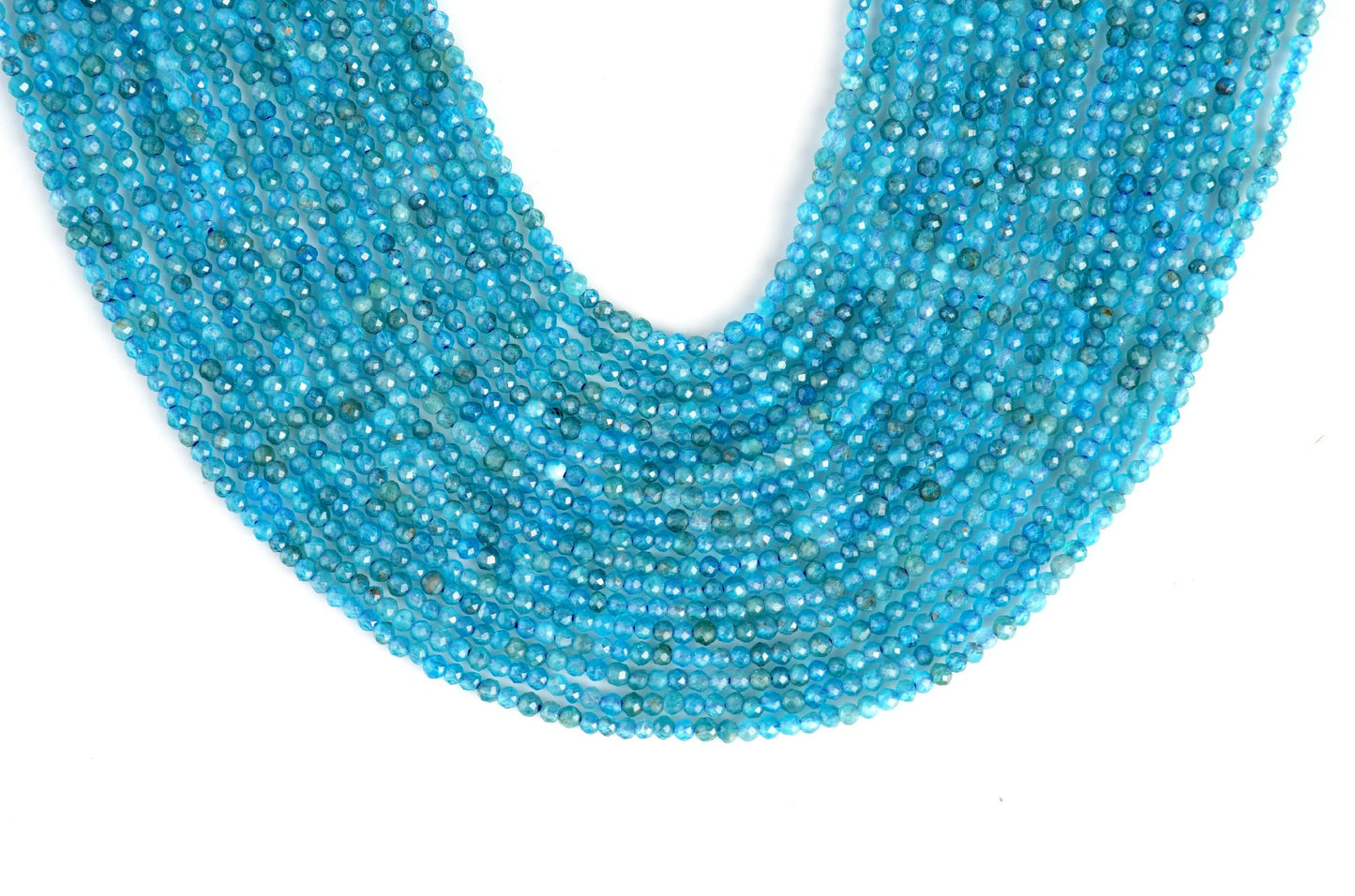 Natural Blue Apatite Gemstone Round Micro Faceted Beads String 15.5 Inches Long 2/3/4/6 MM for Jewelry Making and Crafting - AS & JG