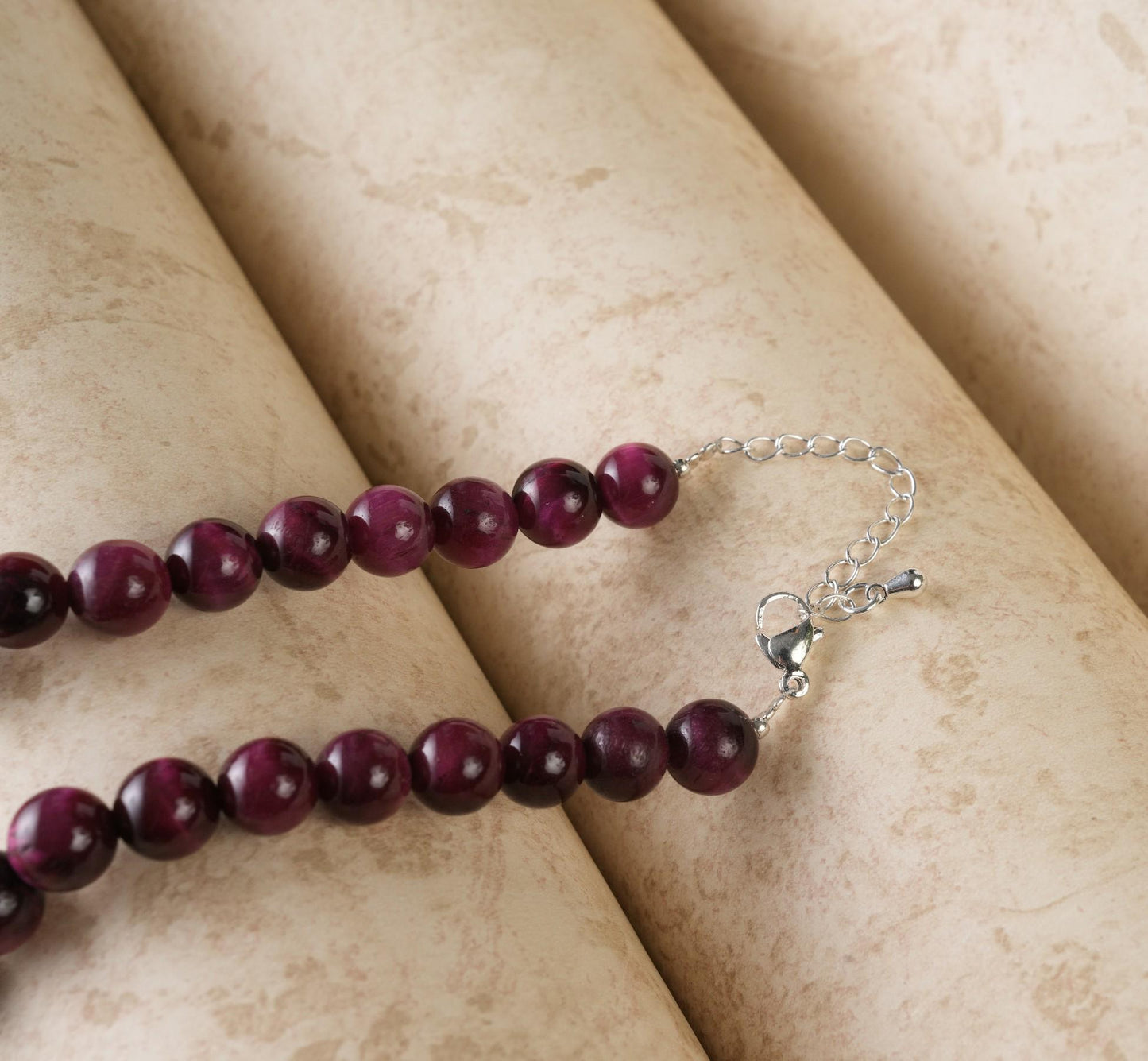 Genuine Pink Tiger's Eye Beads Necklace / Handcrafted Adjustable Mala Necklace / 8 MM Round Smooth Beaded Necklace Jewelry For Her - AS & JG