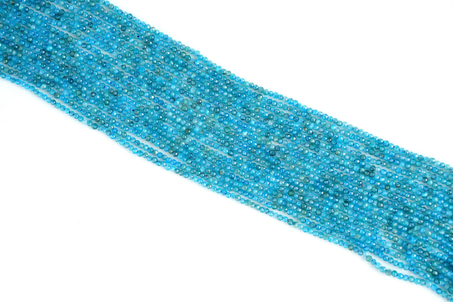 Natural Blue Apatite Gemstone Round Micro Faceted Beads String 15.5 Inches Long 2/3/4/6 MM for Jewelry Making and Crafting - AS & JG