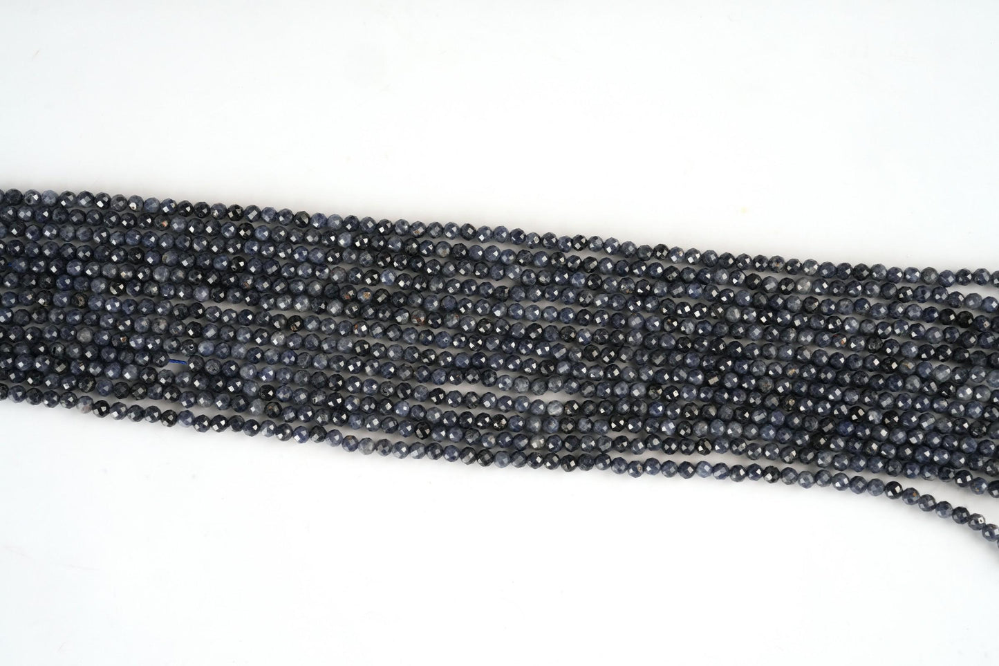 Natural Blue Sapphire Gemstone Round Micro Faceted Beads String 15.5 Inches Long 2/3/4/6 MM for Jewelry Making and Crafting - AS & JG