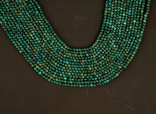 Natural Chrysocolla Gemstone Round Micro Faceted Beads String 15.5 Inches Long 2/3/4/6 MM for Jewelry Making and Crafting - AS & JG