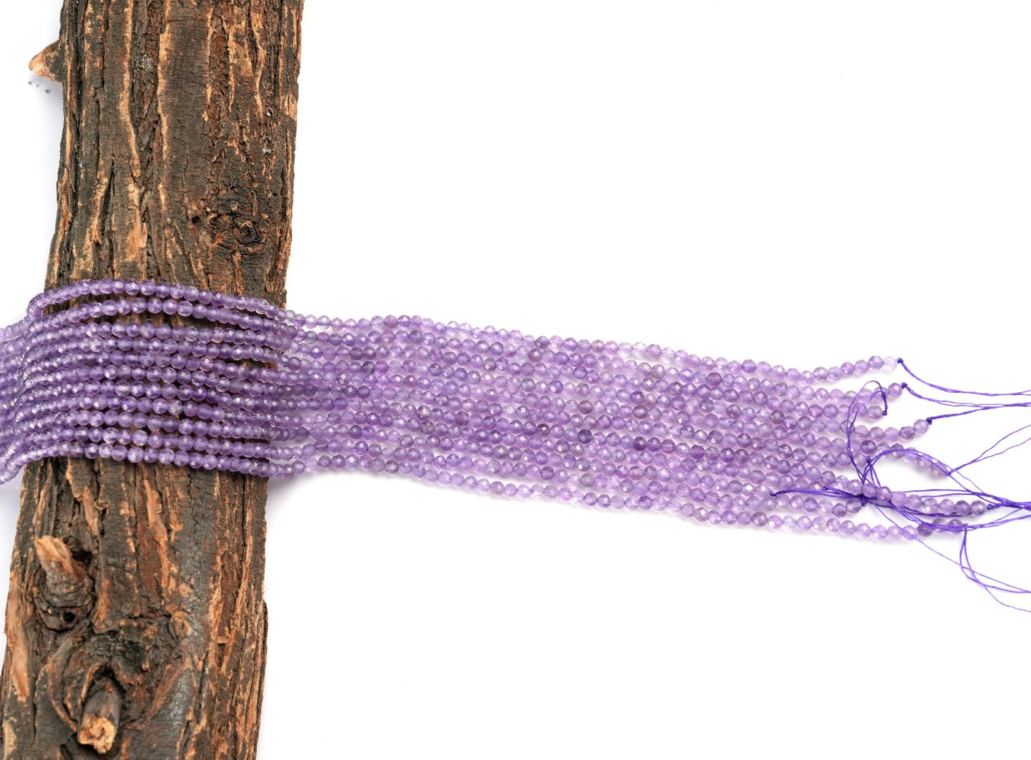 Natural Amethyst Gemstone Round Micro Faceted Beads String 15.5 Inches Long 2/3/4/6 MM for Jewelry Making and Crafting - AS & JG