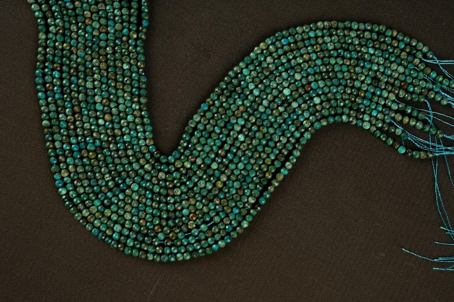 Natural Chrysocolla Gemstone Round Micro Faceted Beads String 15.5 Inches Long 2/3/4/6 MM for Jewelry Making and Crafting - AS & JG