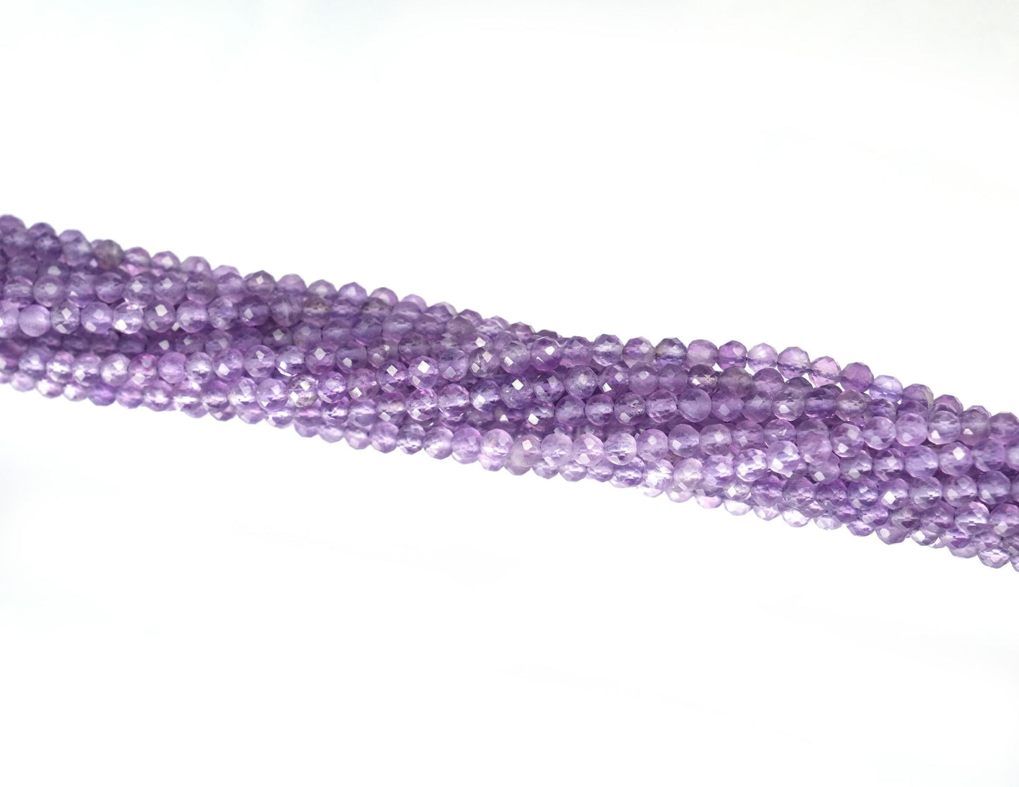 Natural Amethyst Gemstone Round Micro Faceted Beads String 15.5 Inches Long 2/3/4/6 MM for Jewelry Making and Crafting - AS & JG