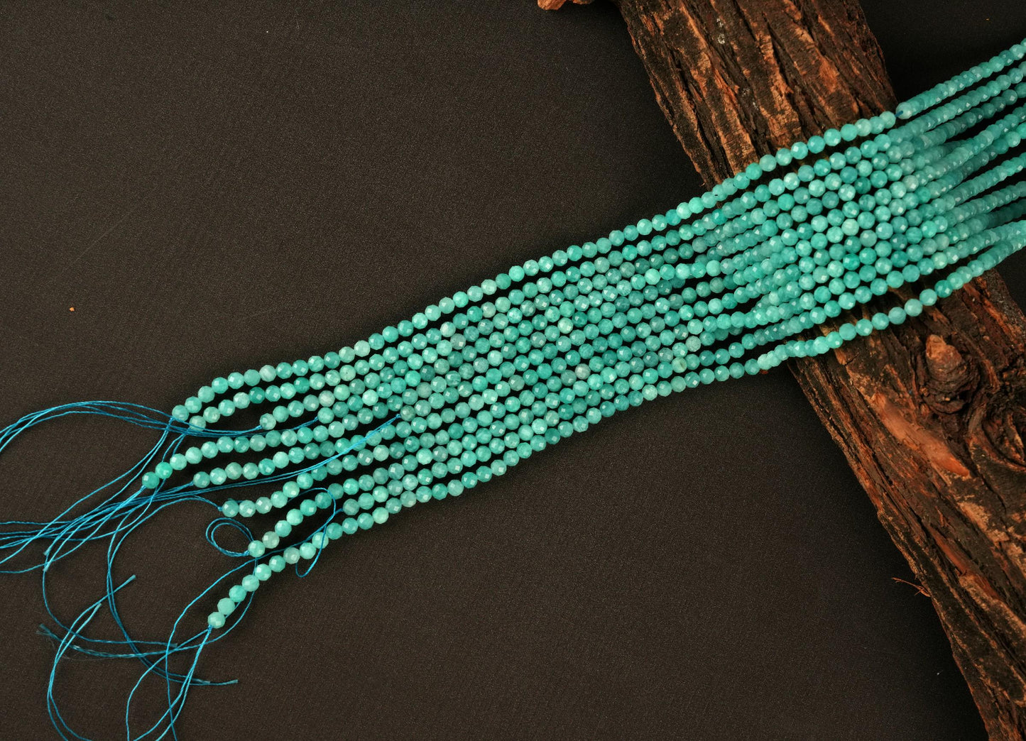 Natural Amazonite Gemstone Round Micro Faceted Beads String 15.5 Inches Long 2/3/4/6 MM for Jewelry Making and Crafting - AS & JG
