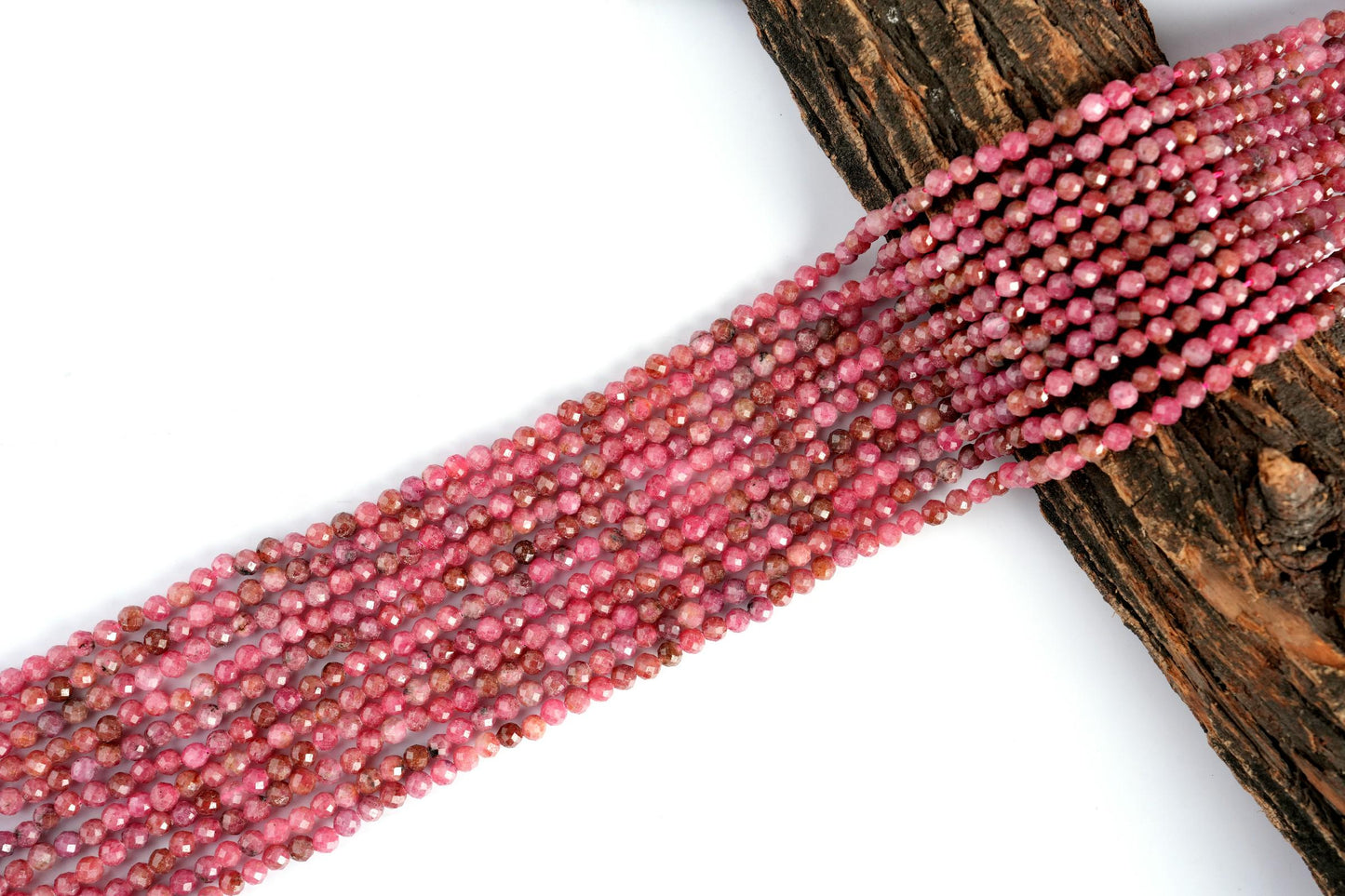 Natural Rhodochrosite Gemstone Round Micro Faceted Beads String 15.5 Inches Long 2/3/4/6 MM for Jewelry Making and Crafting - AS & JG