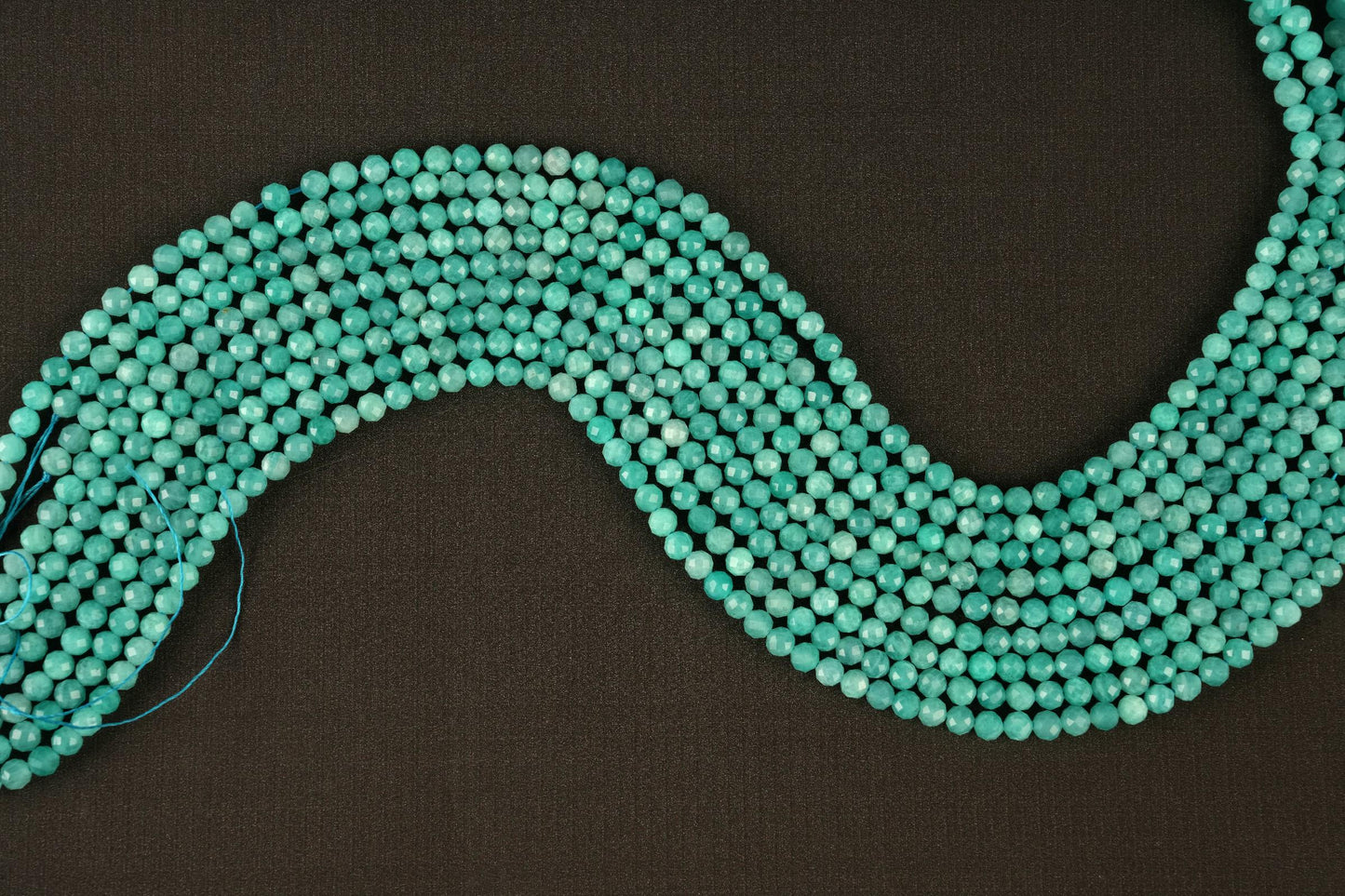 Natural Amazonite Gemstone Round Micro Faceted Beads String 15.5 Inches Long 2/3/4/6 MM for Jewelry Making and Crafting - AS & JG