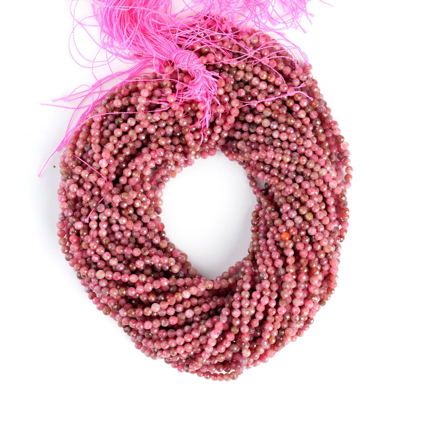 Natural Rhodochrosite Gemstone Round Micro Faceted Beads String 15.5 Inches Long 2/3/4/6 MM for Jewelry Making and Crafting - AS & JG