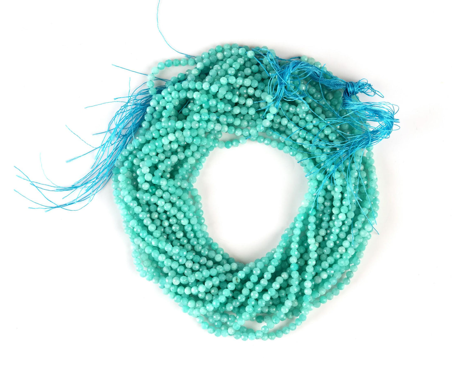 Natural Amazonite Gemstone Round Micro Faceted Beads String 15.5 Inches Long 2/3/4/6 MM for Jewelry Making and Crafting - AS & JG