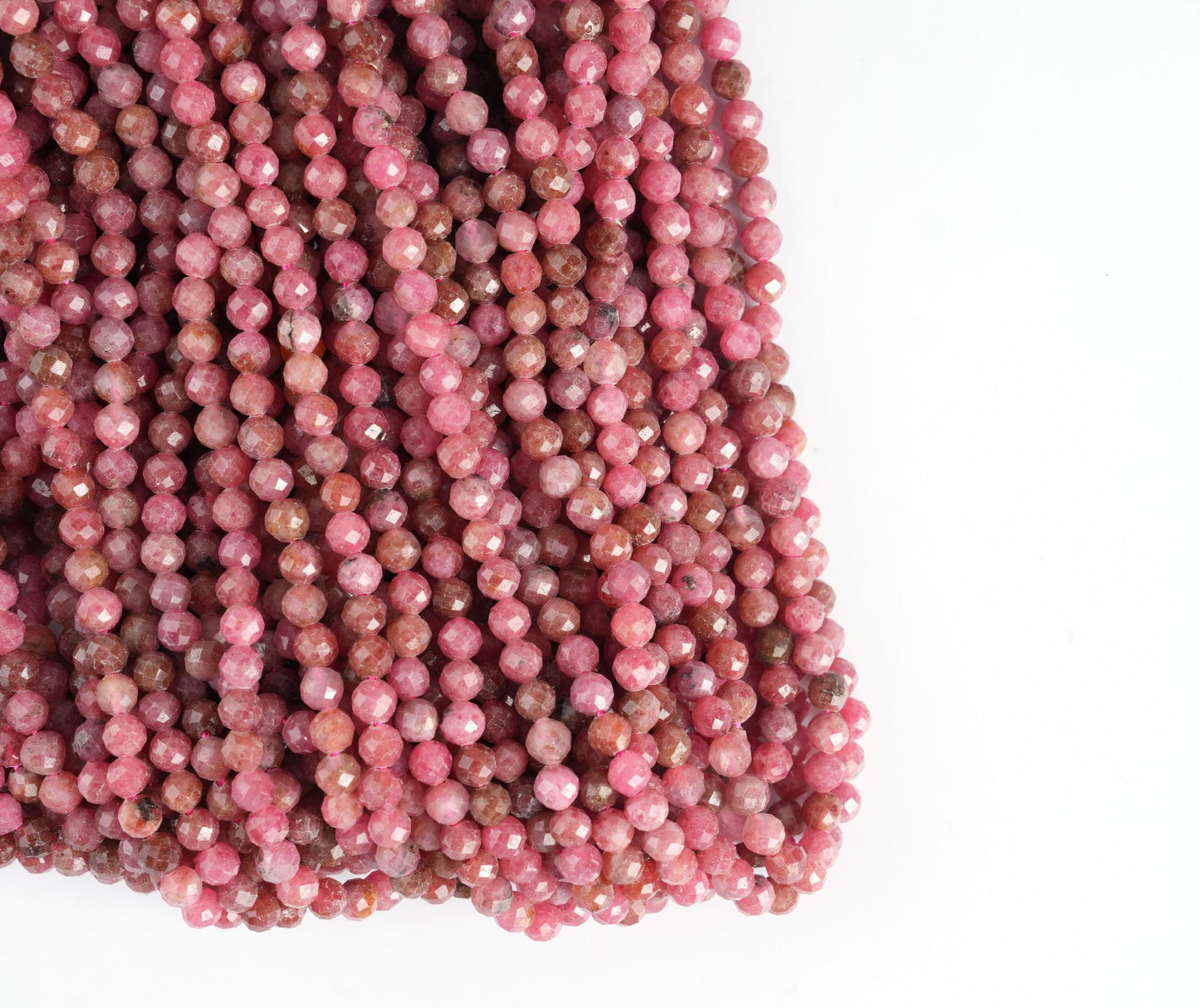 Natural Rhodochrosite Gemstone Round Micro Faceted Beads String 15.5 Inches Long 2/3/4/6 MM for Jewelry Making and Crafting - AS & JG