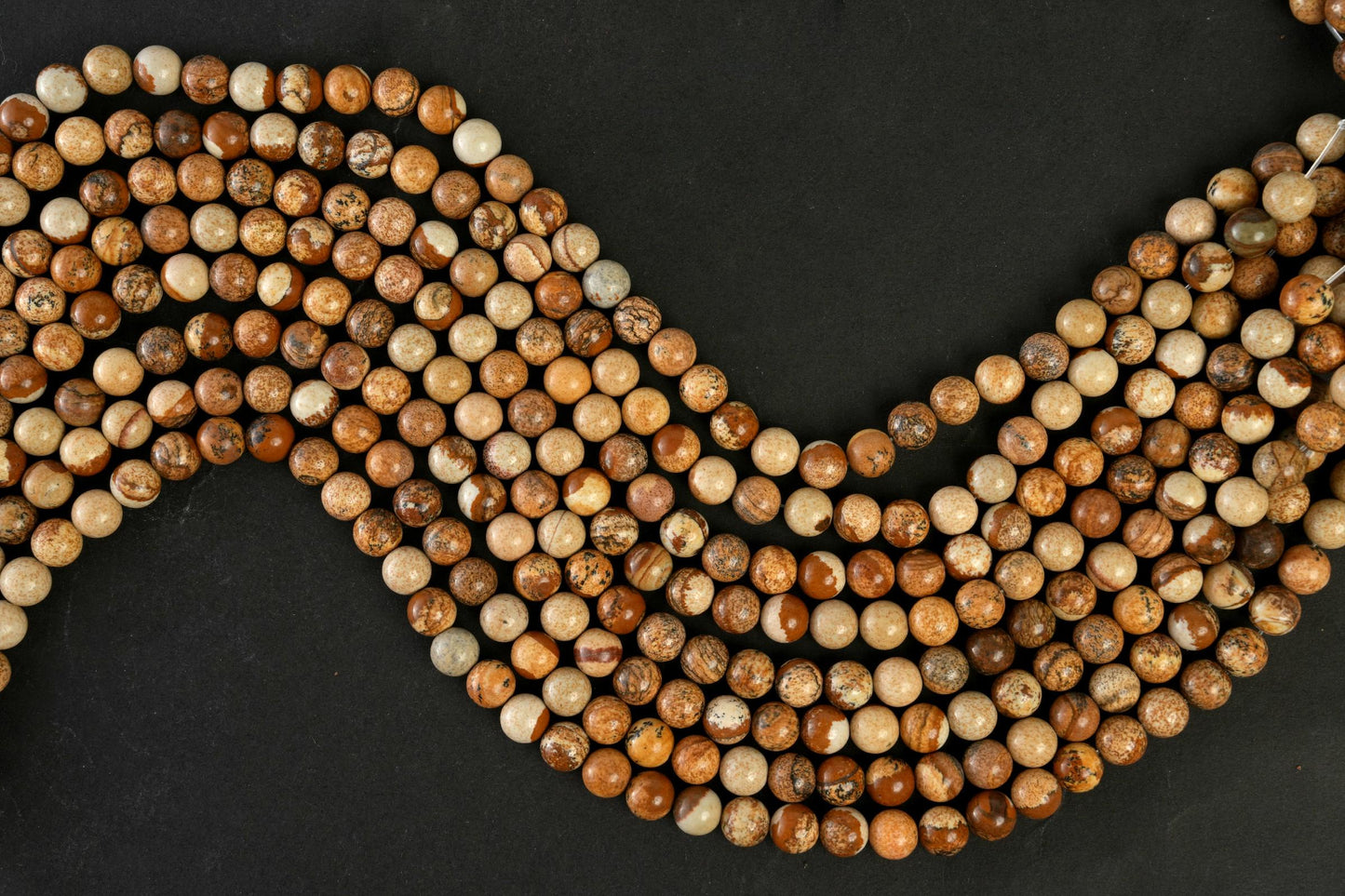 Natural Picture Jasper Gemstone Round Smooth Beads String 15.5 Inches Long 4/6/8/10 MM for Jewelry Making and Crafting - AS & JG