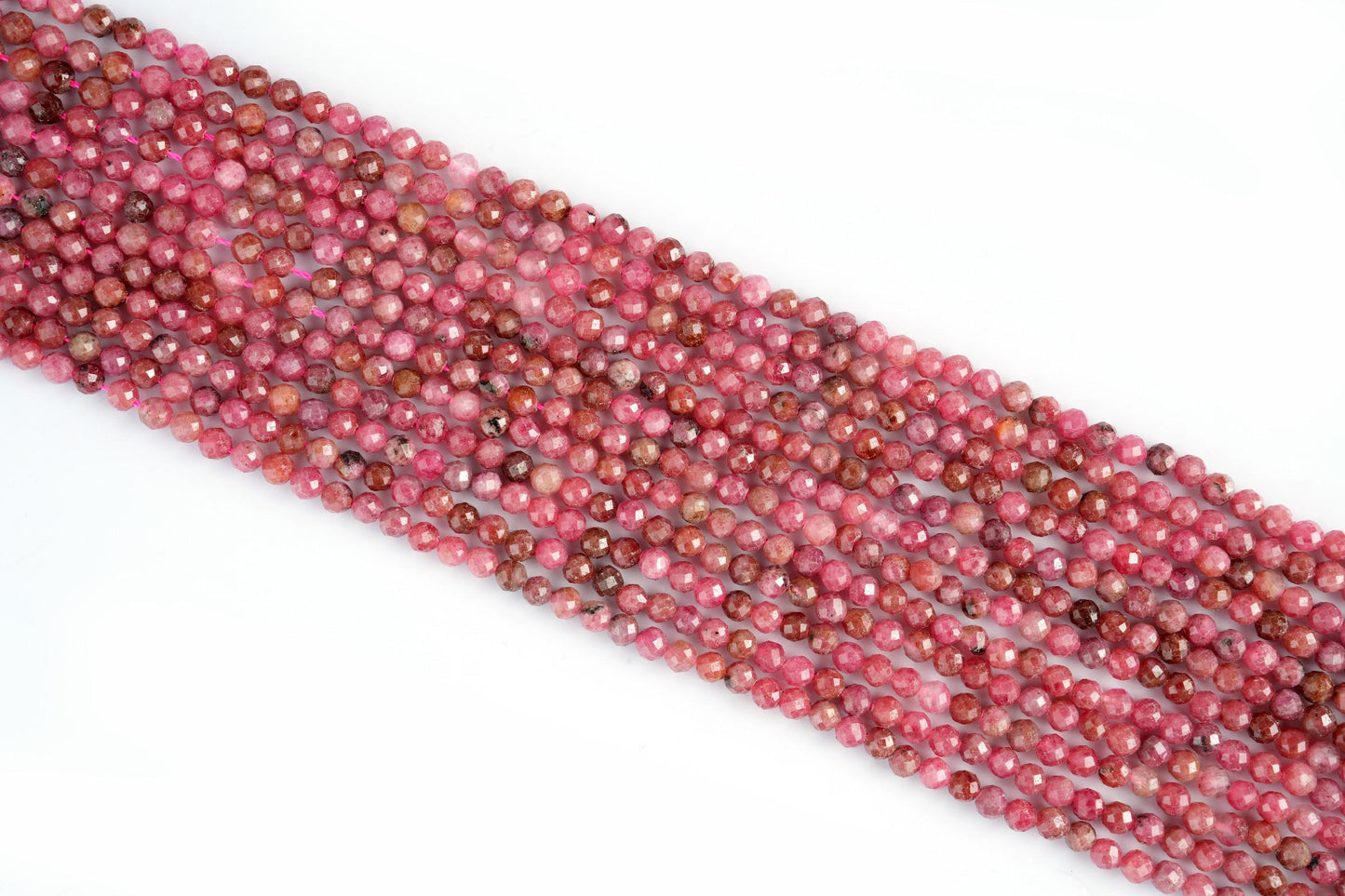 Natural Rhodochrosite Gemstone Round Micro Faceted Beads String 15.5 Inches Long 2/3/4/6 MM for Jewelry Making and Crafting - AS & JG
