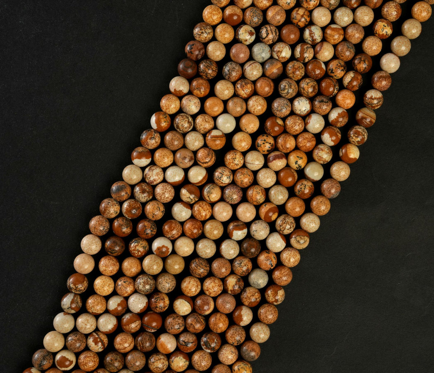 Natural Picture Jasper Gemstone Round Smooth Beads String 15.5 Inches Long 4/6/8/10 MM for Jewelry Making and Crafting - AS & JG