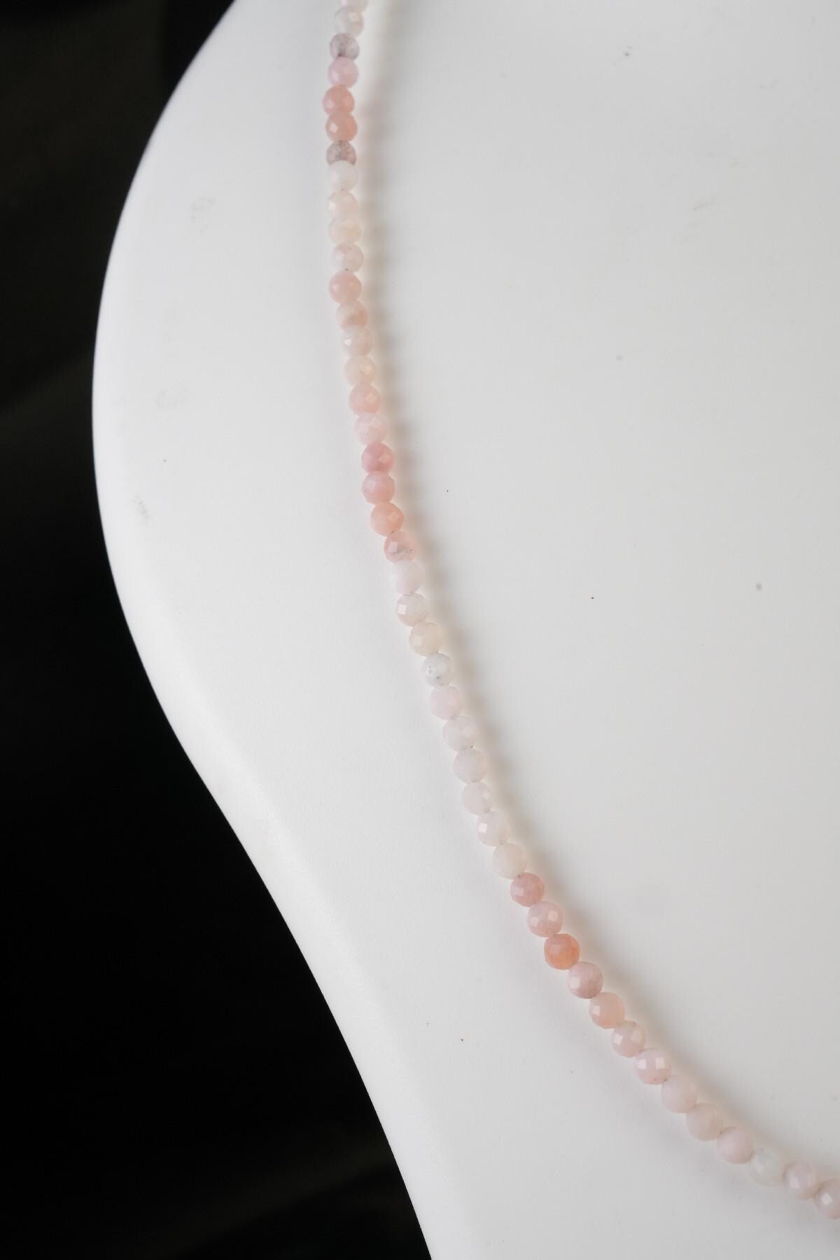 Genuine Pink Opal Beads Necklace / Handcrafted Adjustable Mala Necklace / 3 MM Round Micro Faceted Beaded Necklace Jewelry - AS & JG