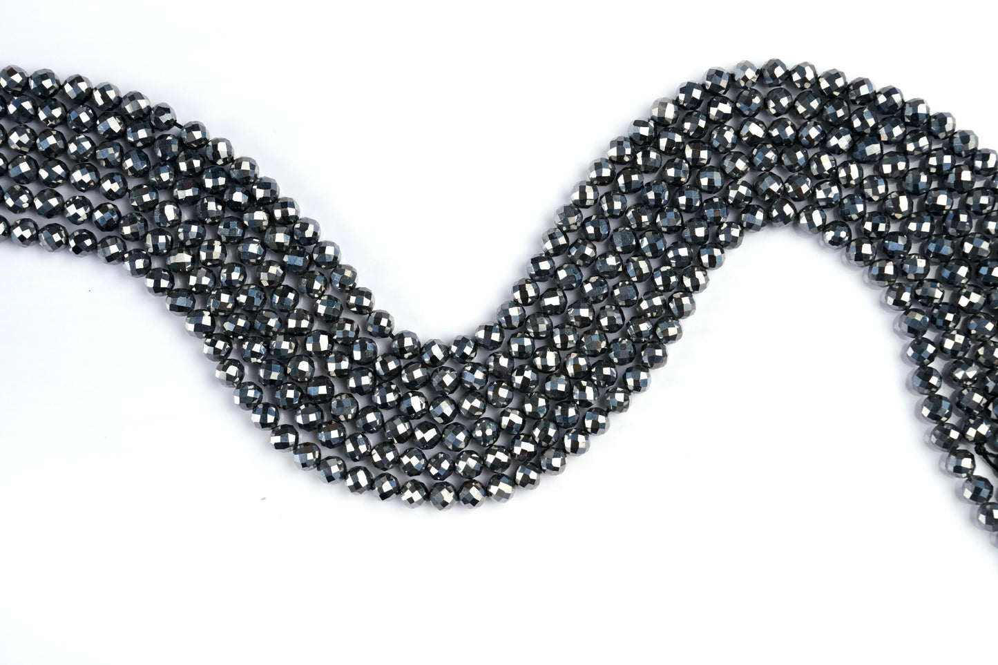 Natural Terahertz Gemstone Round Micro Faceted Beads String 15.5 Inches Long 2/3/4/6 MM for Jewelry Making and Crafting - AS & JG