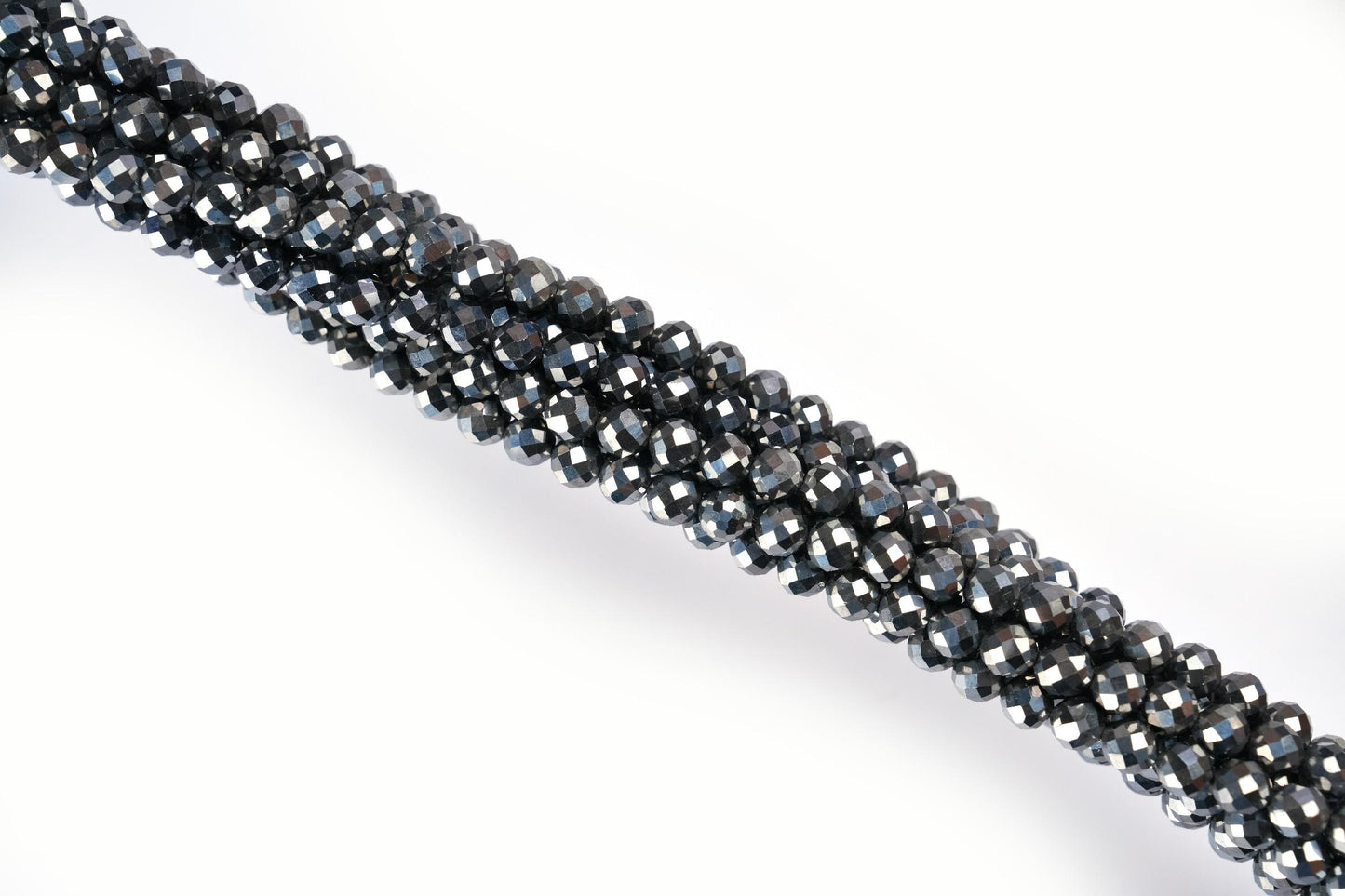 Natural Terahertz Gemstone Round Micro Faceted Beads String 15.5 Inches Long 2/3/4/6 MM for Jewelry Making and Crafting - AS & JG