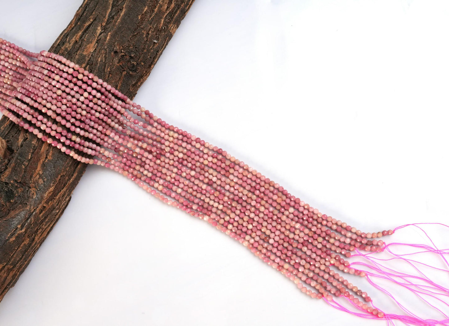 Natural Pink Rhodonite Gemstone Round Micro Faceted Beads String 15.5 Inches Long 2/3/4/6 MM for Jewelry Making and Crafting - AS & JG