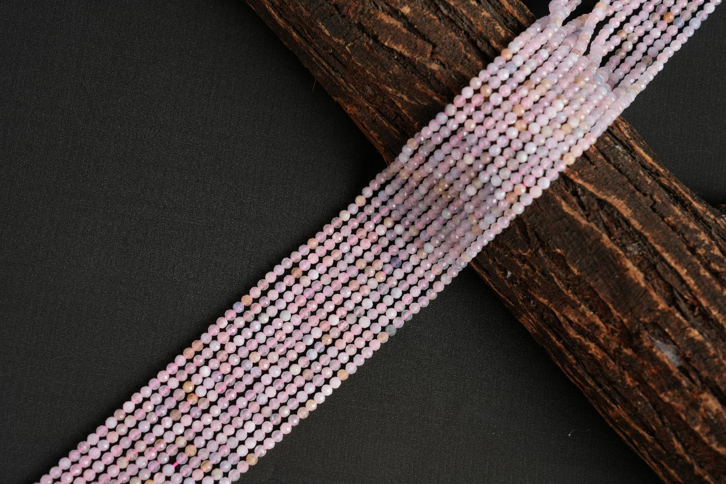 Natural Morganite Gemstone Round Micro Faceted Beads String 15.5 Inches Long 2/3/4/6 MM for Jewelry Making and Crafting - AS & JG