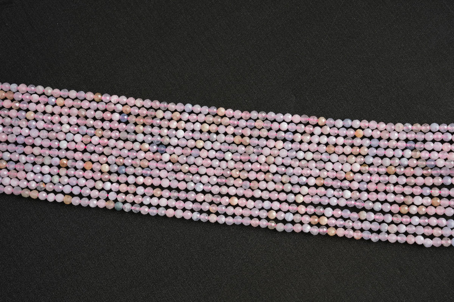 Natural Morganite Gemstone Round Micro Faceted Beads String 15.5 Inches Long 2/3/4/6 MM for Jewelry Making and Crafting - AS & JG
