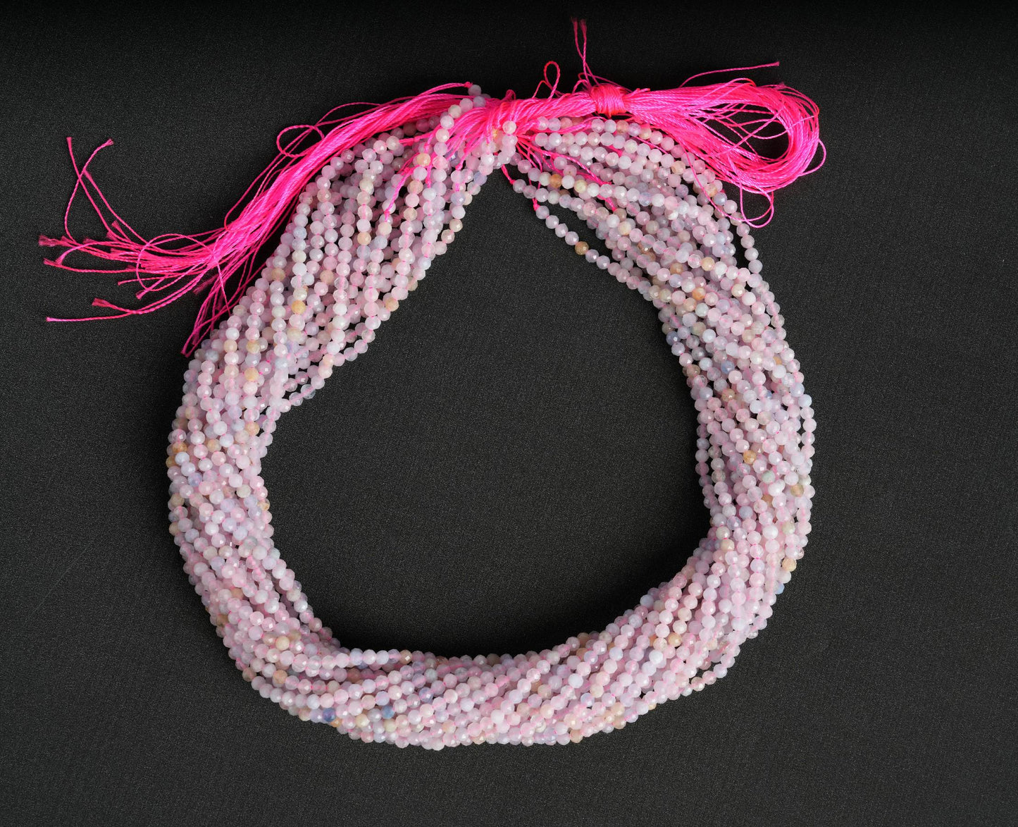 Natural Morganite Gemstone Round Micro Faceted Beads String 15.5 Inches Long 2/3/4/6 MM for Jewelry Making and Crafting - AS & JG