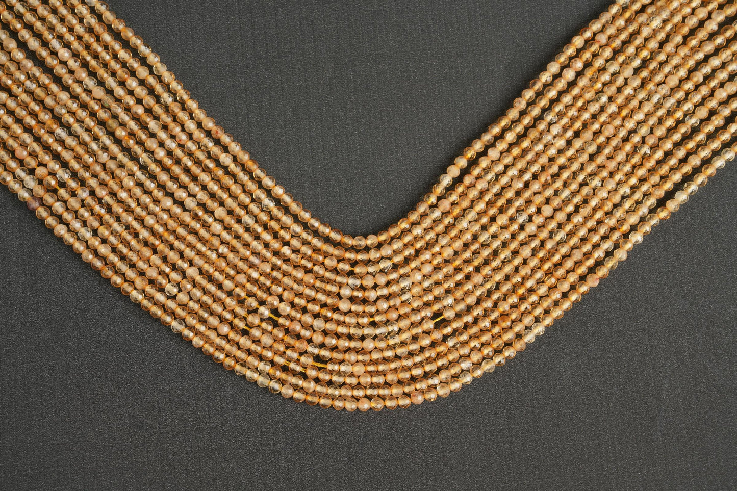 Natural Citrine Gemstone Round Micro Faceted Beads String 15.5 Inches Long 2/3/4/6 MM for Jewelry Making and Crafting - AS & JG